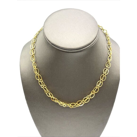 Origami Owl Gold Tone Large Paper Clip Link Double Chain Necklace 16" - Picture 2 of 8